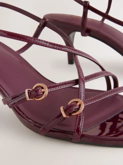 Burgundy Red Forever Comfort® Multi Buckle Strappy Kitten Heels
