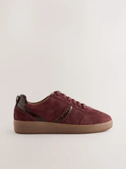 Burgundy Red Forever Comfort® Leather Chunky Sole Lace-Up Trainers