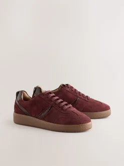 Burgundy Red Forever Comfort® Leather Chunky Sole Lace-Up Trainers