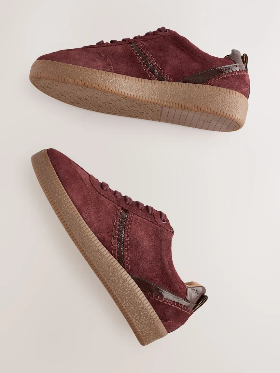 Burgundy Red Forever Comfort® Leather Chunky Sole Lace-Up Trainers
