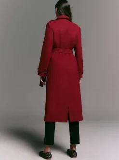 Burgundy Red Formal Funnel Neck Coat