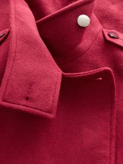 Burgundy Red Formal Funnel Neck Coat