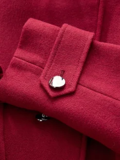 Burgundy Red Formal Funnel Neck Coat