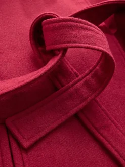 Burgundy Red Formal Funnel Neck Coat