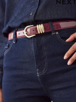 Burgundy Red High Shine Regular PU Belt