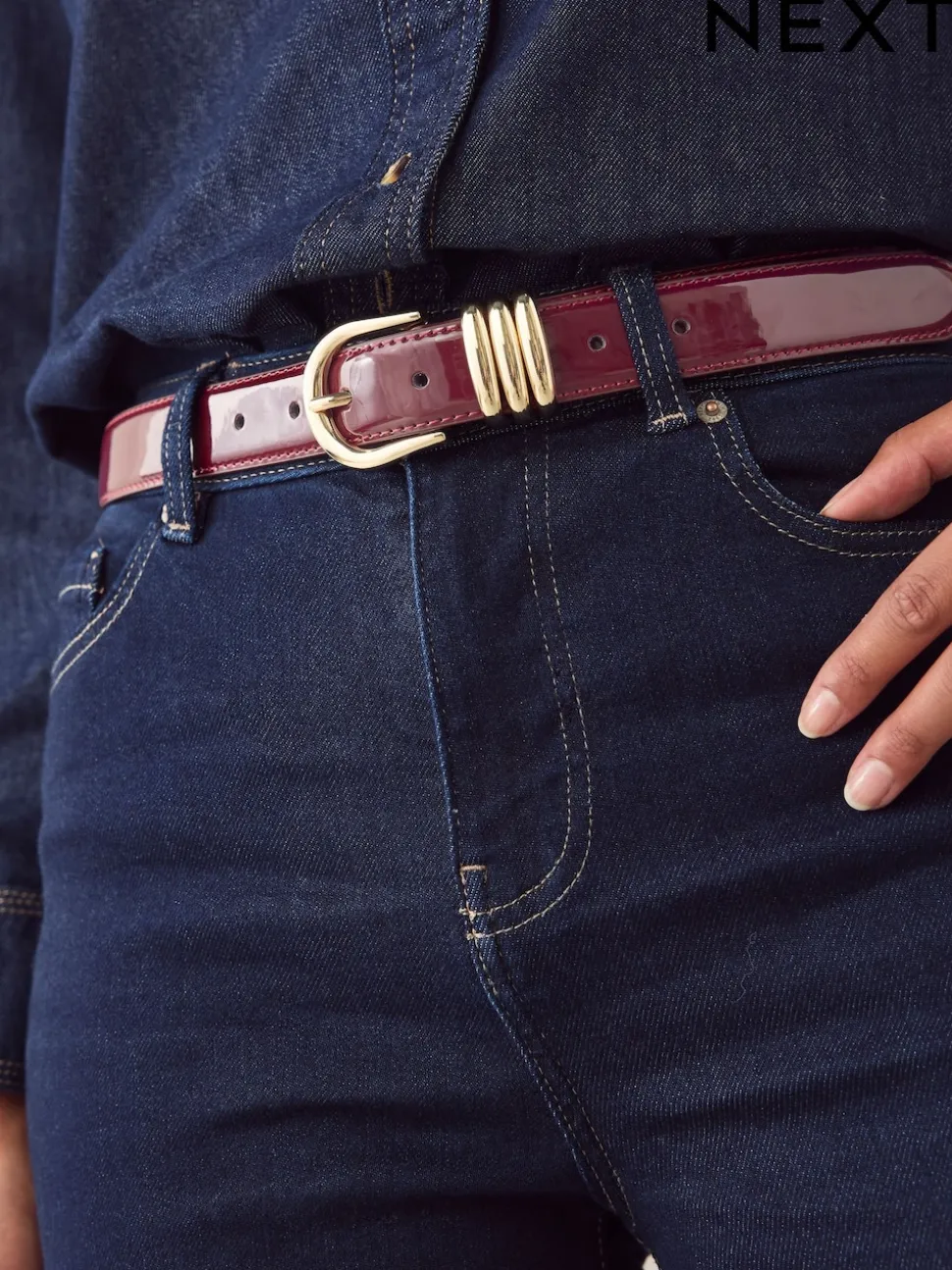 Burgundy Red High Shine Regular PU Belt