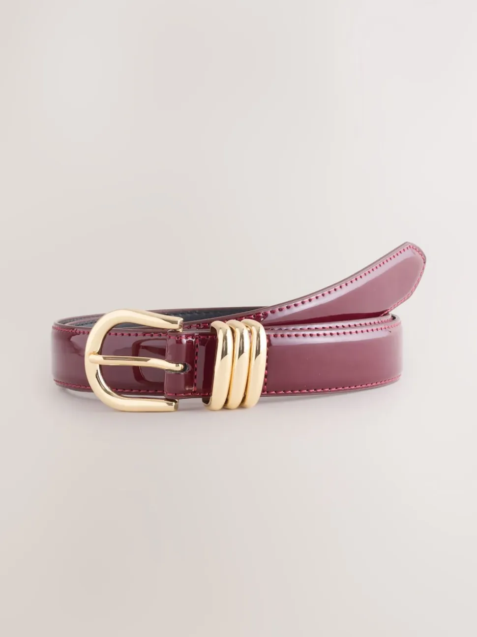 Burgundy Red High Shine Regular PU Belt