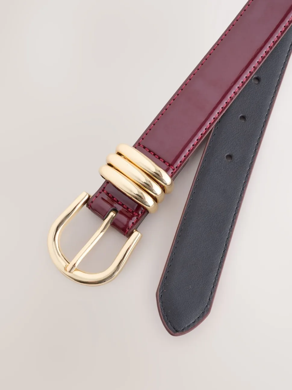 Burgundy Red High Shine Regular PU Belt