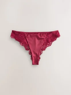 Burgundy Red Lace Bow Back Knickers