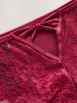 Burgundy Red Lace Bow Back Knickers