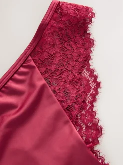 Burgundy Red Lace Bow Back Knickers