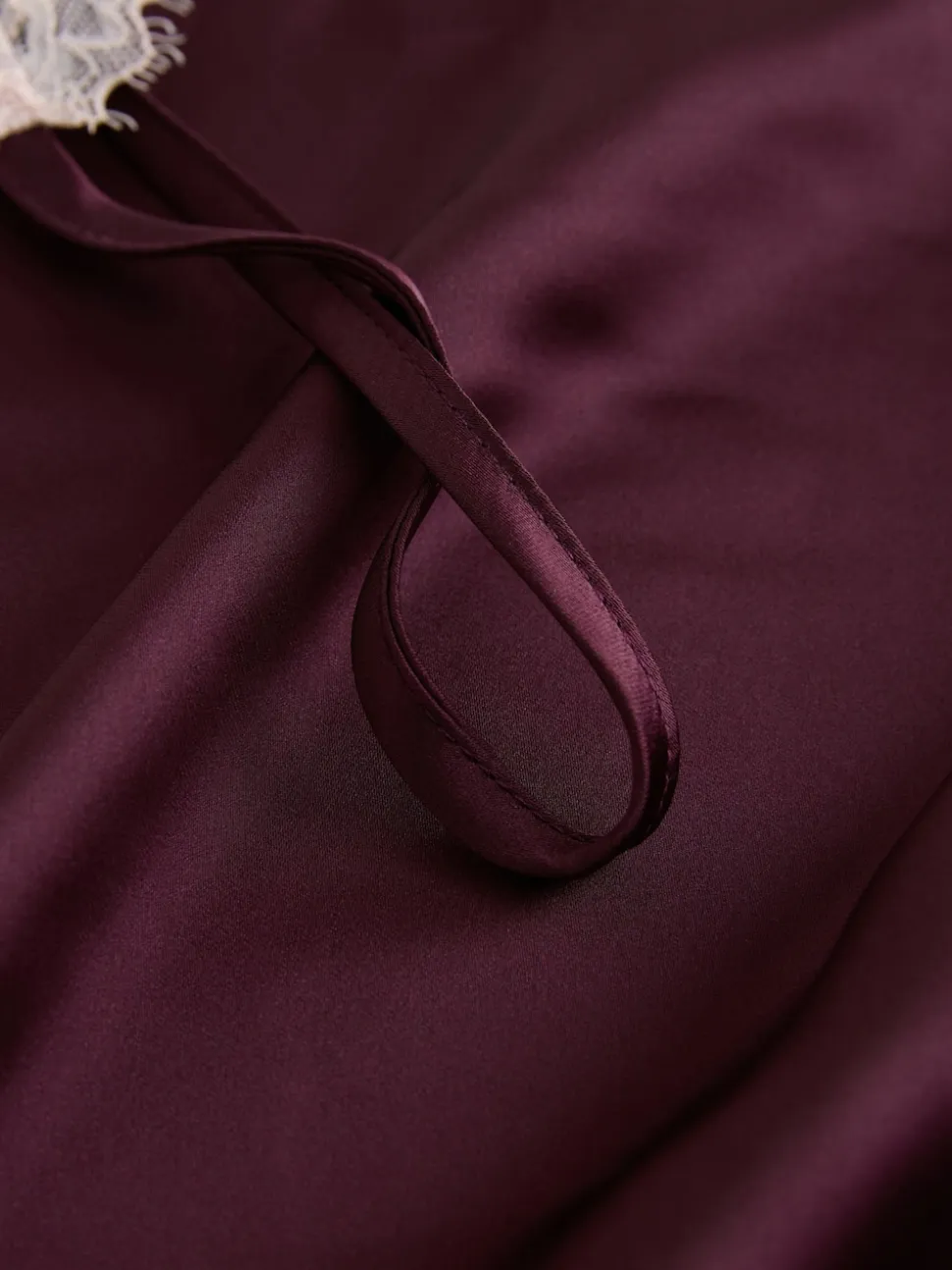 Burgundy Red Lace Detail Satin Slip