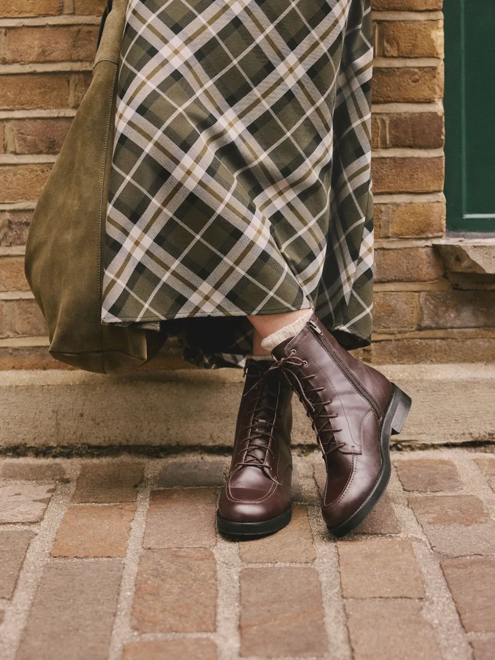 Burgundy Red Leather Forever Comfort® Lace-Up Ankle Boots