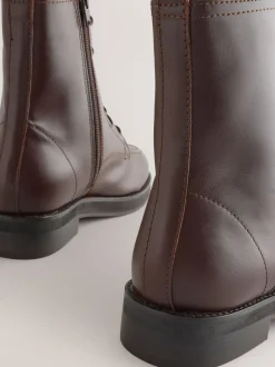 Burgundy Red Leather Forever Comfort® Lace-Up Ankle Boots