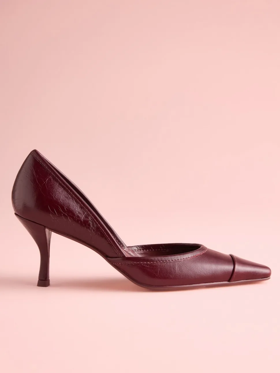 Burgundy Red Leather Tabitha Simmons x Next Mary Grace Leather Chisel Toe Court Heels