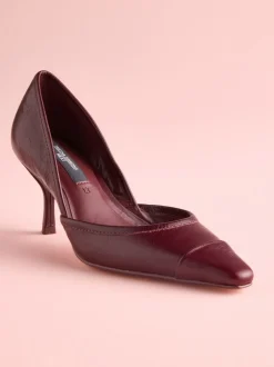Burgundy Red Leather Tabitha Simmons x Next Mary Grace Leather Chisel Toe Court Heels