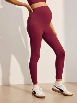 Burgundy Red Maternity Sports Leggings