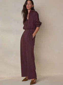 Burgundy Red N. Premium Wide Leg Tailored Jersey Trousers