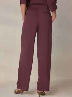 Burgundy Red N. Premium Wide Leg Tailored Jersey Trousers