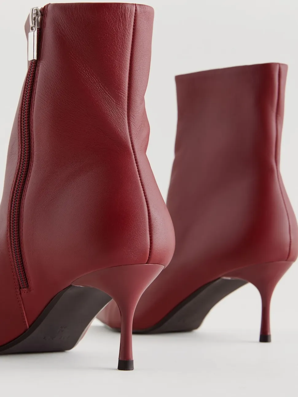 Burgundy Red Pointed Toe Skinny Heeled Ankle Boots