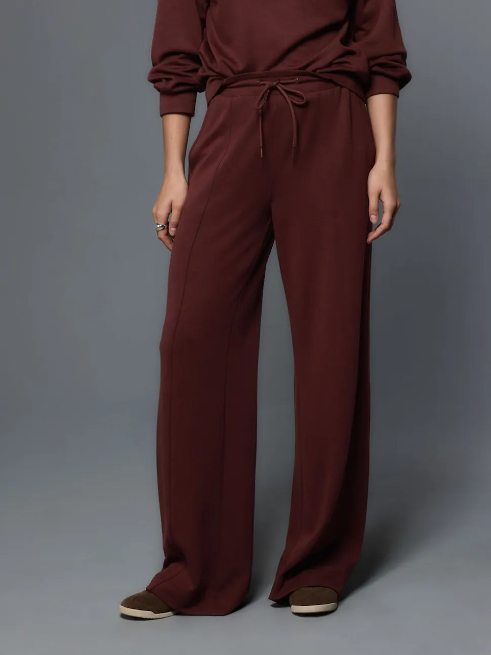Burgundy Red Premium Wide Leg Jersey Joggers