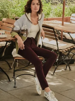 Burgundy Red Slim Velvet Cord Jeans