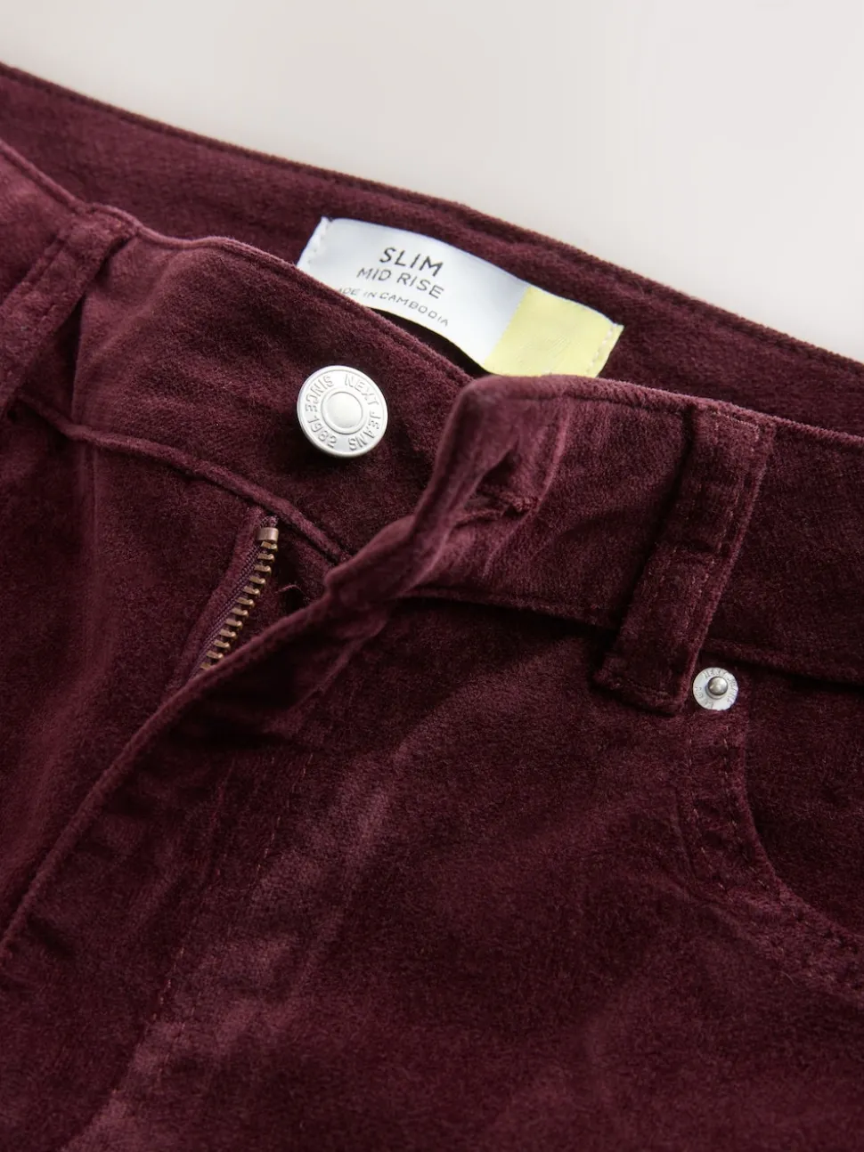 Burgundy Red Slim Velvet Cord Jeans