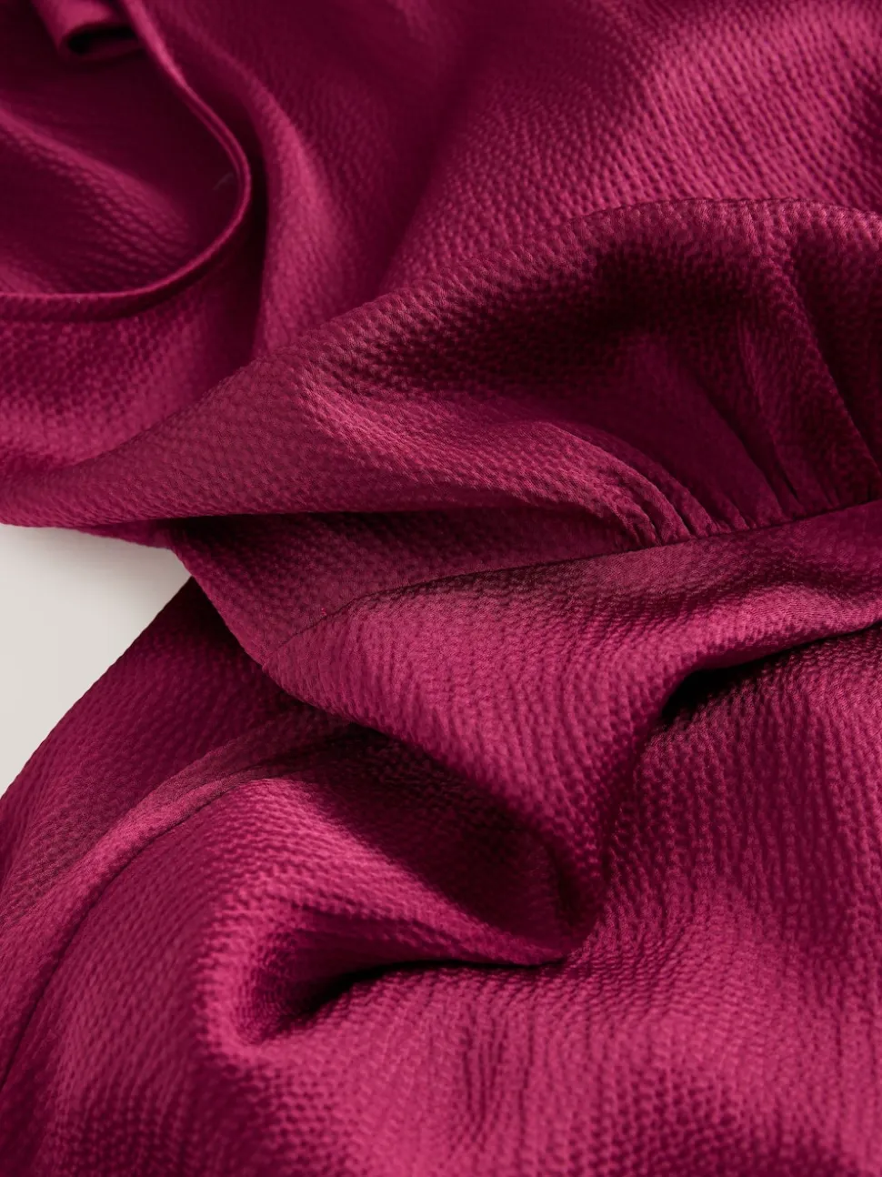Burgundy Red Textured Satin Halter Sleeveless Midi Dress