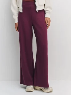 Burgundy Red Wide Leg Compact Trousers