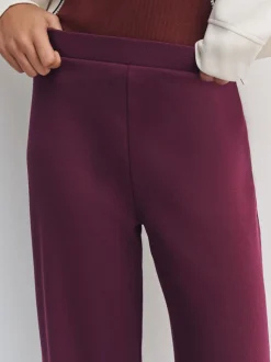 Burgundy Red Wide Leg Compact Trousers