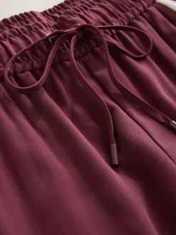 Burgundy Red Wide Leg Side Stripe Trousers