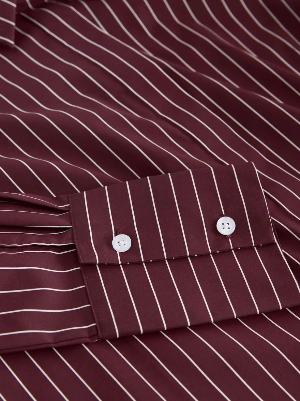 Burgundy Stripe Fitted Stretch Essential Long Sleeve Shirt