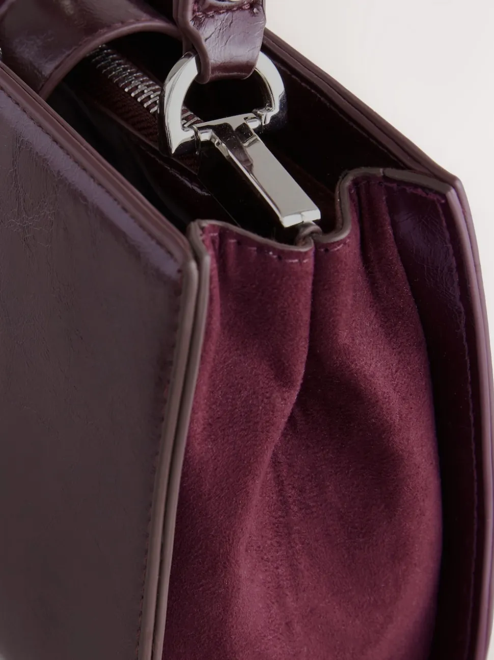Burgundy Top Handle Croc Effect Bag