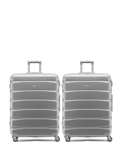 CABIN PRO Silver Set of 2 Large Check-In Hold Luggage Hardcase Travel Suitcases