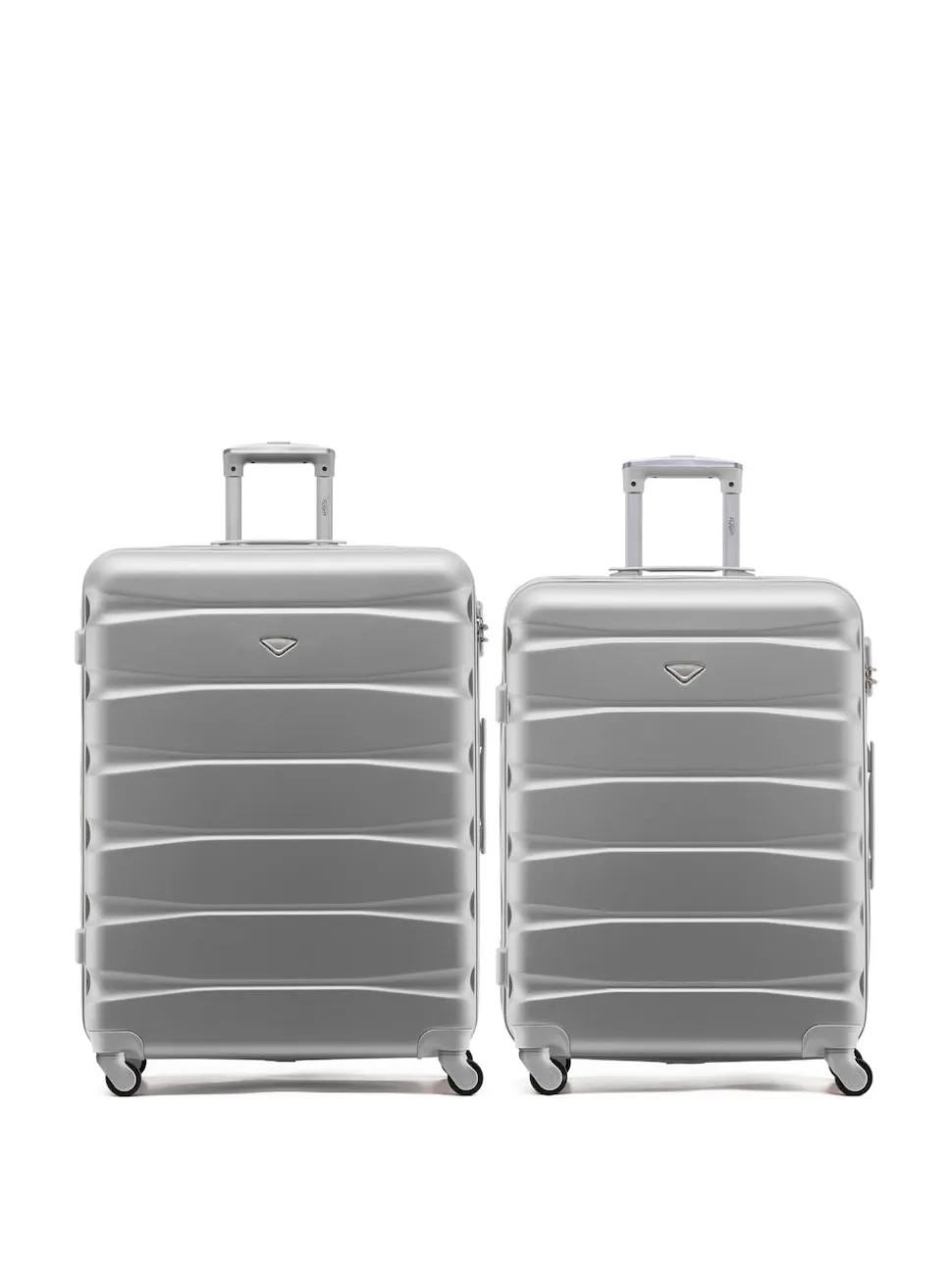 CABIN PRO Silver Set of 2 Medium & Large Check-In Hold Luggage Hardcase Travel Suitcases