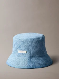 Calvin Klein Blue Burnout Emblem Logo Bucket Hat