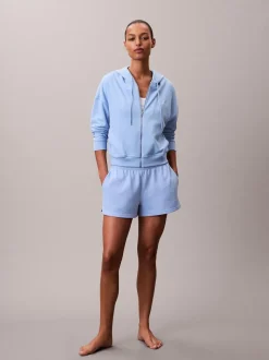 Calvin Klein Blue Cotton Terry Blend Zip Lounge Hoodie