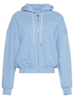 Calvin Klein Blue Cotton Terry Blend Zip Lounge Hoodie