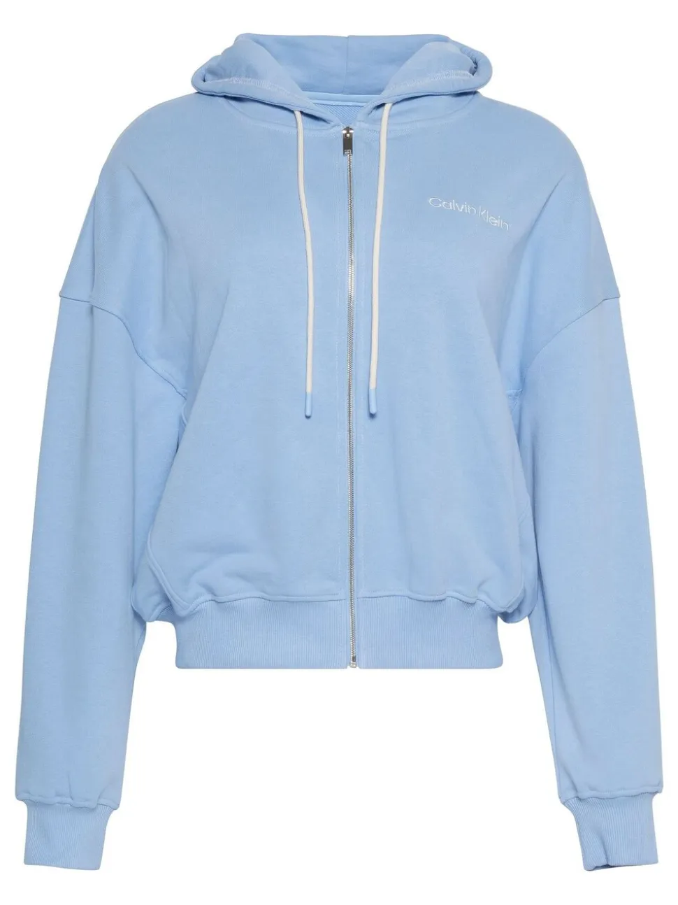Calvin Klein Blue Cotton Terry Blend Zip Lounge Hoodie