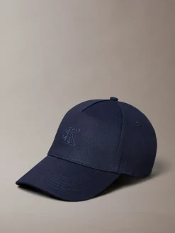 Calvin Klein Blue Monogram Shine Embroidery Moire Cap