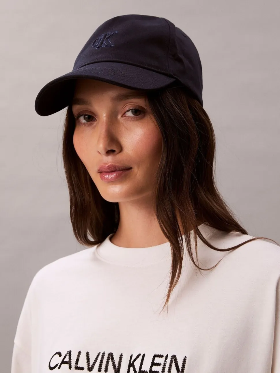 Calvin Klein Blue Monogram Shine Embroidery Moire Cap