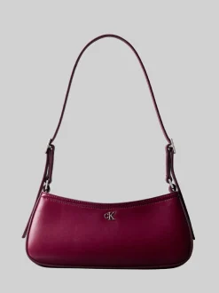 Calvin Klein Red Monogram Logo Hardware Shoulder Bag