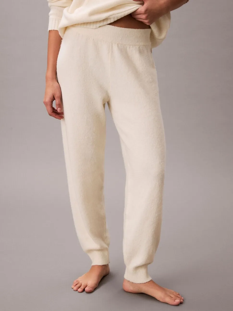 Calvin Klein White Lounge Joggers - Plush Terry
