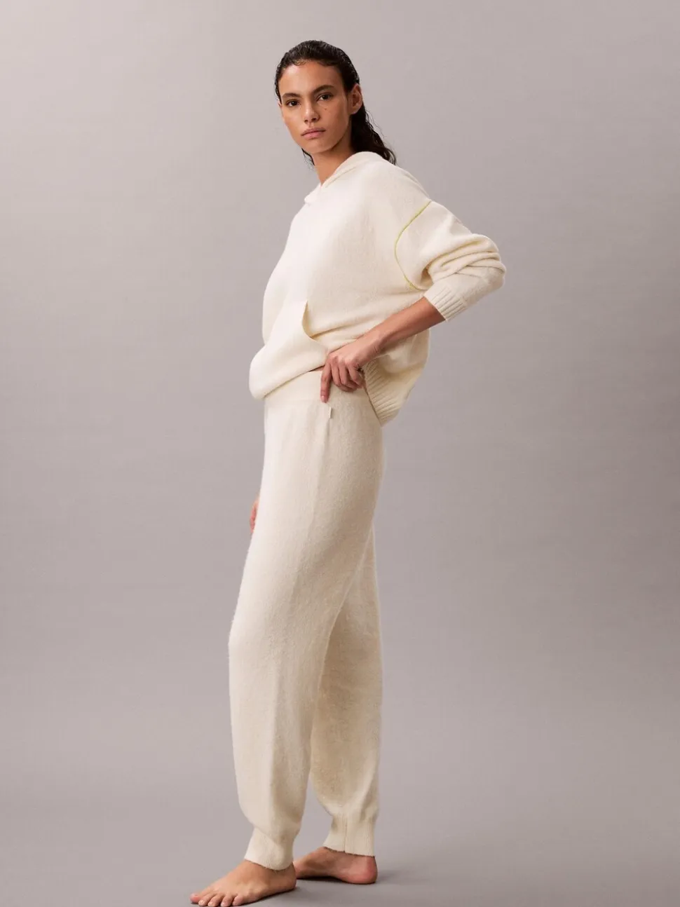 Calvin Klein White Lounge Joggers - Plush Terry