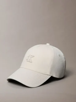 Calvin Klein White Monogram Shine Embroidery Moire Cap