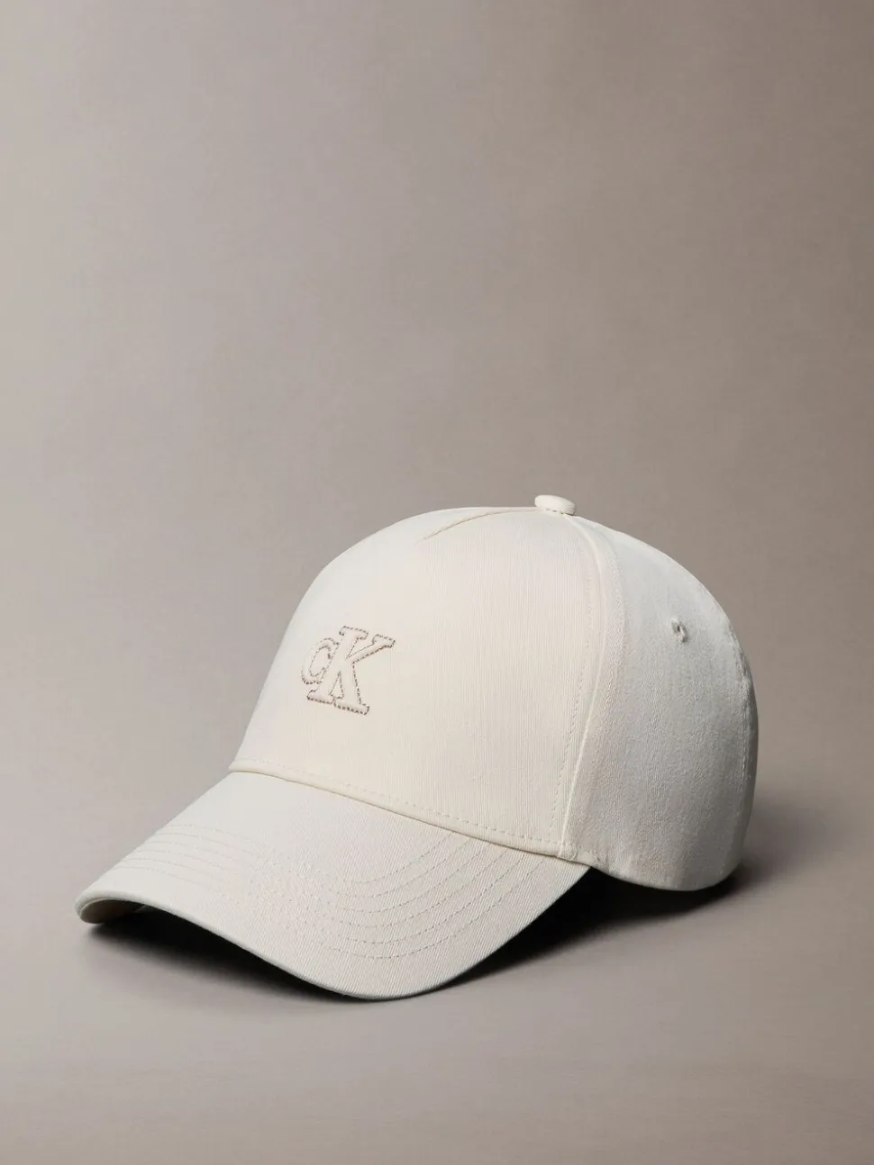 Calvin Klein White Monogram Shine Embroidery Moire Cap