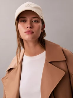 Calvin Klein White Monogram Shine Embroidery Moire Cap