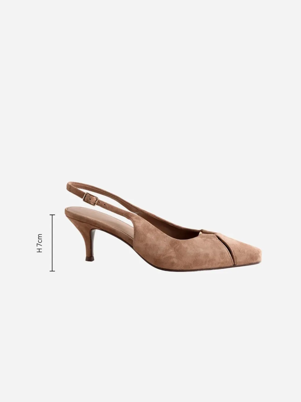 Camel Brown Leather Cutout Hardware Detail Slingback Heels