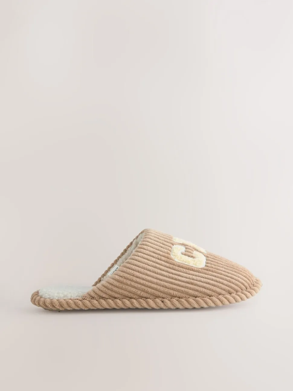 Camel Chicago Cord Slogan Mule Slippers