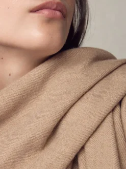 Camel Premium Made in Italy Twill Midweight Shawl Scarf